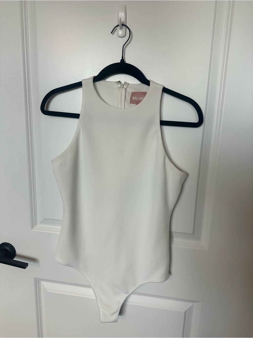 Textured White Sleeveless Bodysuit